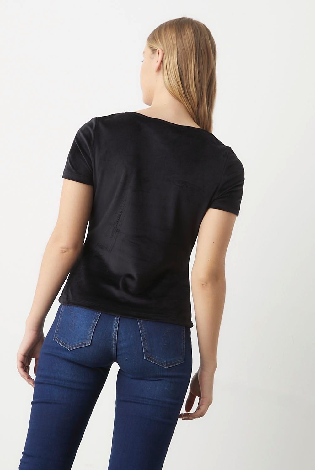 BASEMENT - Basement Polera Manga Corta Terciopelo Mujer