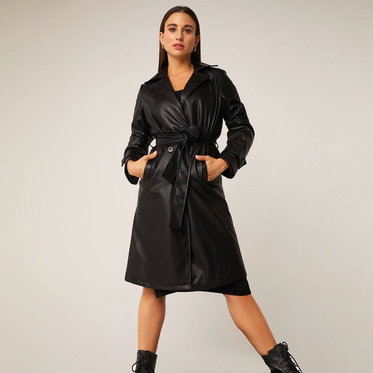 BASEMENT - Basement Abrigo Largo Mujer Zero Cuero