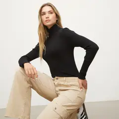 SYBILLA - Suéter Mujer Viscosa Cuello Alto Manga Larga