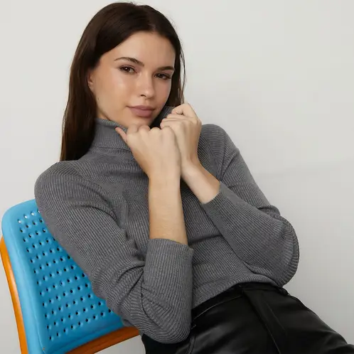 SYBILLA - Suéter Mujer Viscosa Cuello Alto Manga Larga