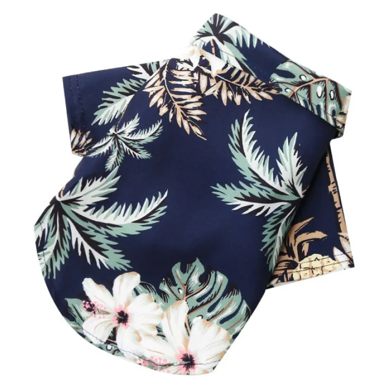 Guayabera Para Perro Pequeña Azul Tropical