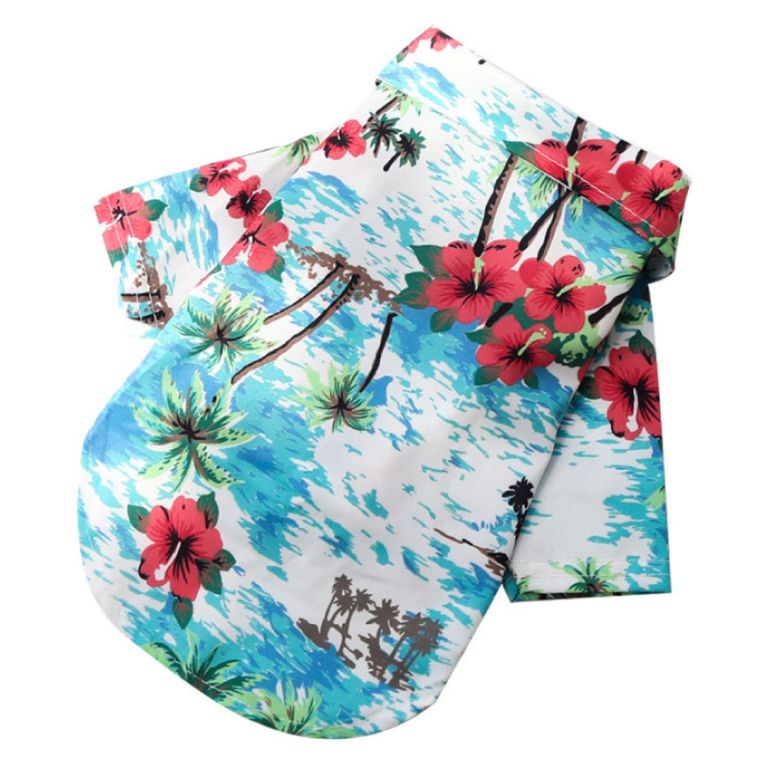 Guayabera Para Perro Grandes Celeste Hawaii