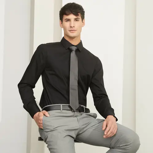 BASEMENT - Camisa de Vestir Algodón Manga Larga Hombre