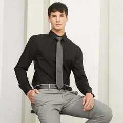 BASEMENT - Camisa de Vestir Lisa Algodón Hombre Manga Larga