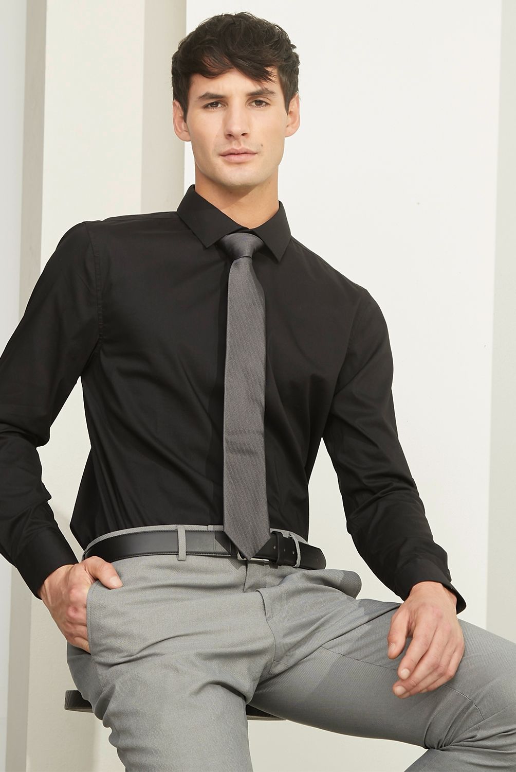 BASEMENT - Camisa de Vestir Basement Algodón Manga Larga Hombre