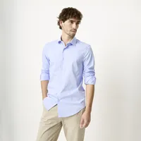 Camisa de Vestir Algodón Manga Larga Hombre