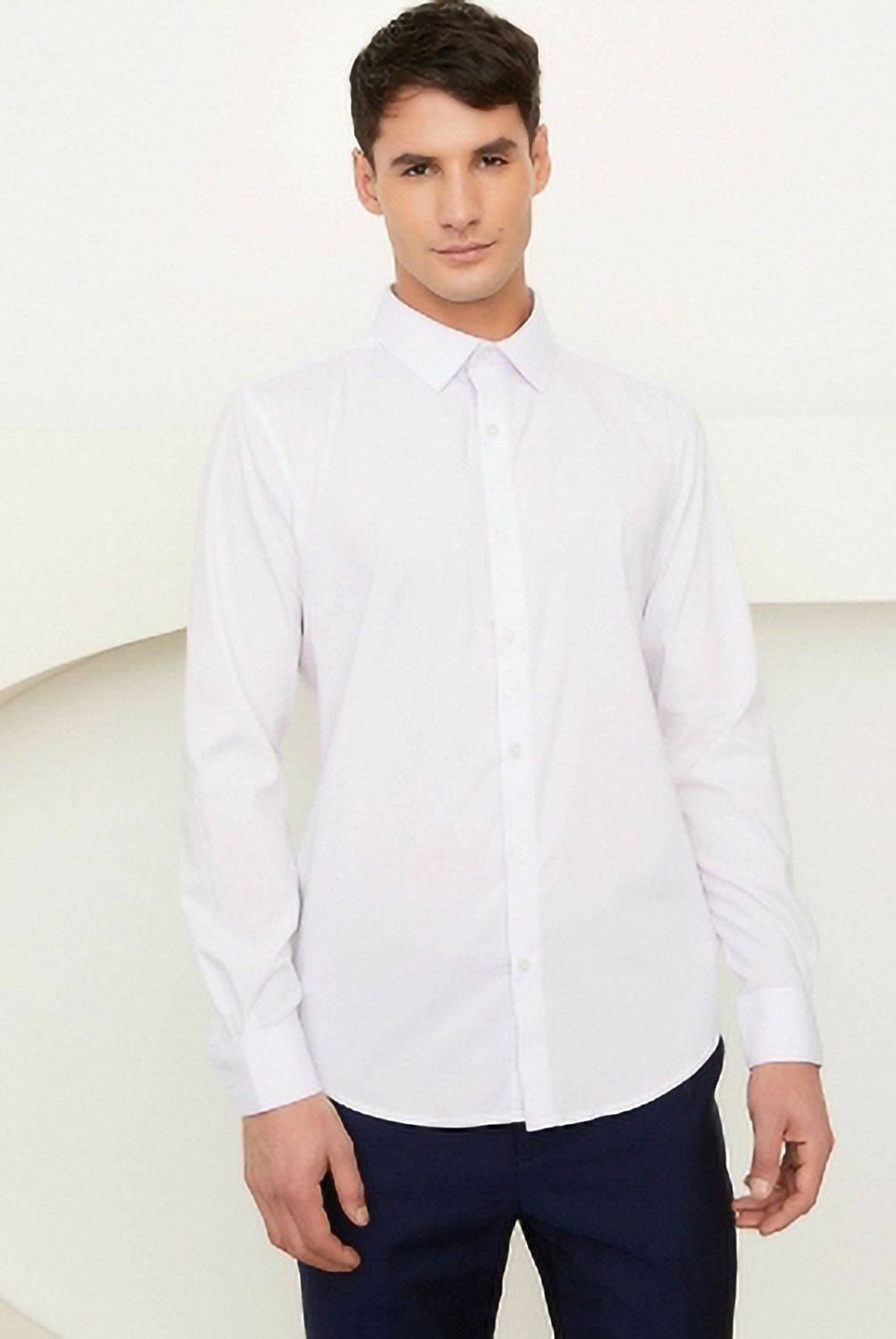 BASEMENT - Camisa de Vestir Basement Algodón Manga Larga Hombre