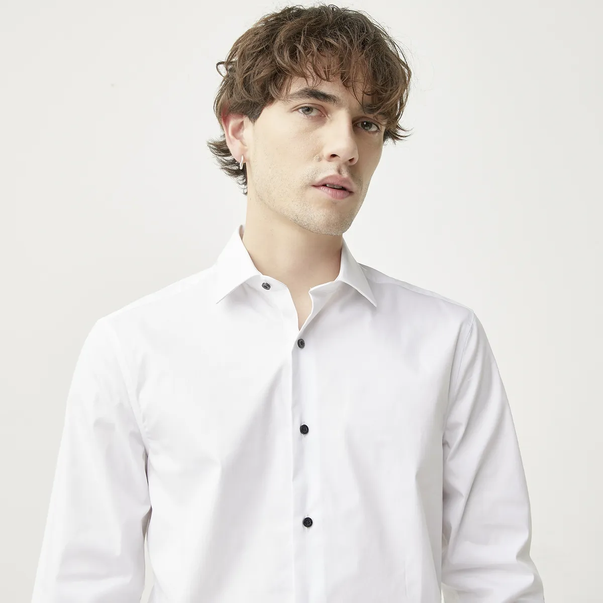 BASEMENT - Camisa de Vestir Manga Larga Algodón Hombre Basement