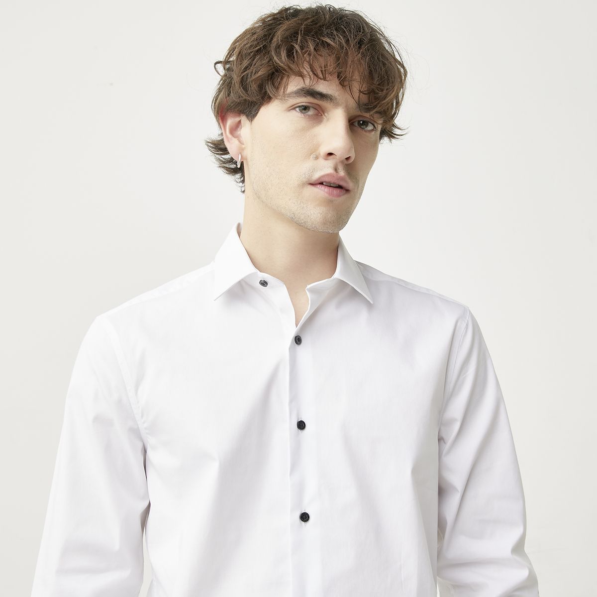 BASEMENT - Camisa de Vestir Manga Larga Algodón Hombre Basement