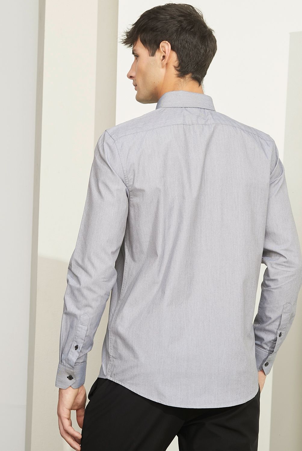 BASEMENT - Camisa de Vestir Manga Larga Algodón Hombre