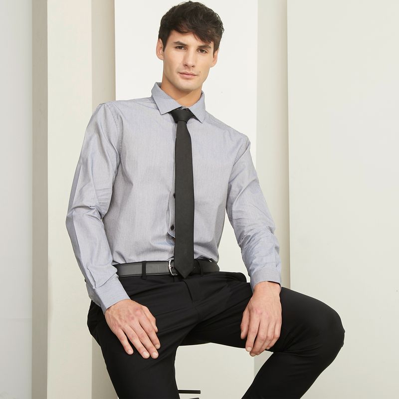 BASEMENT - Camisa de Vestir Manga Larga Algodón Hombre Basement