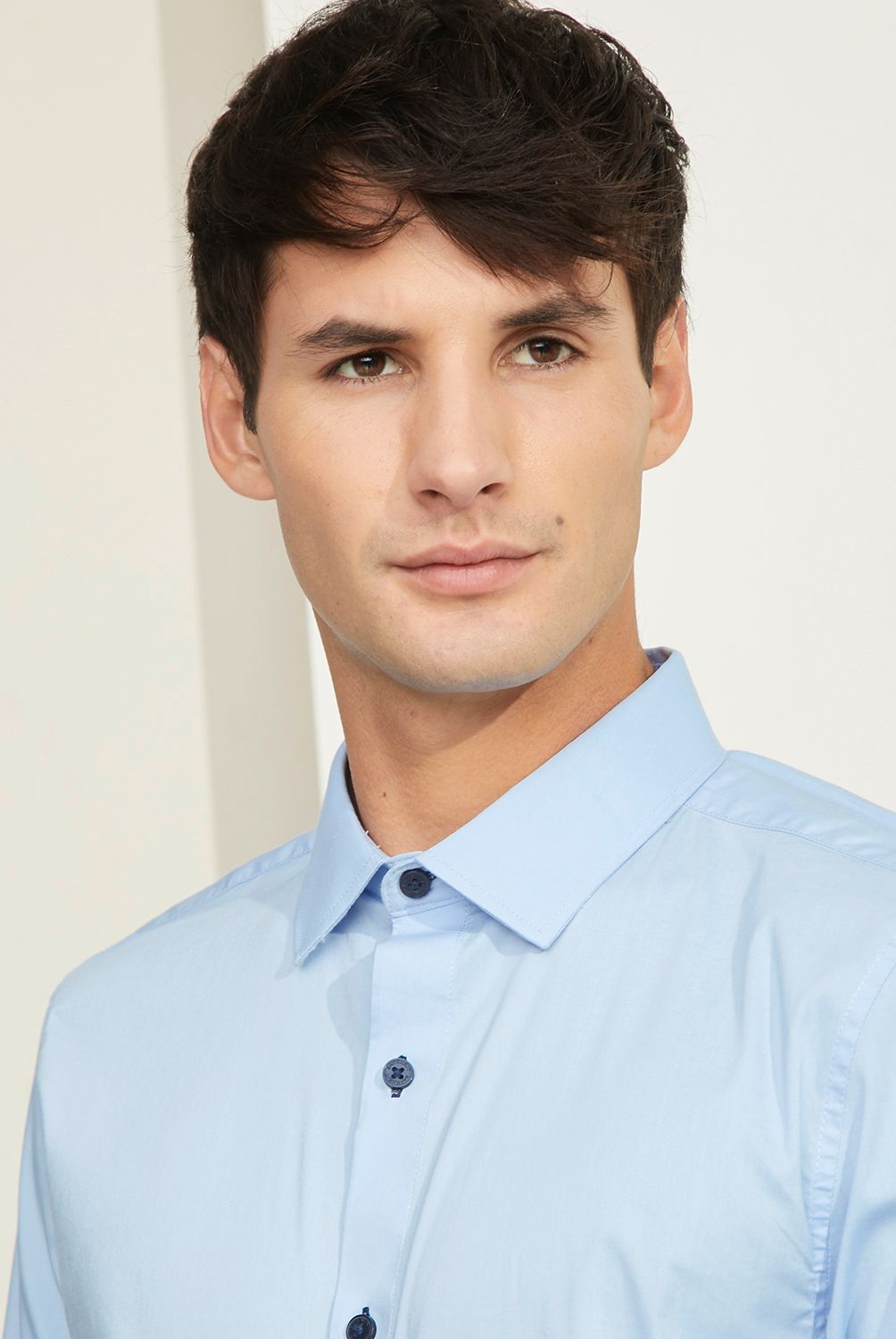 BASEMENT - Camisa de Vestir Manga Larga Algodón Hombre