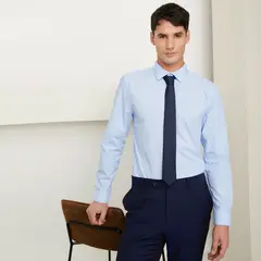 BASEMENT - Camisa de Vestir Algodón Rayas Manga Larga Hombre