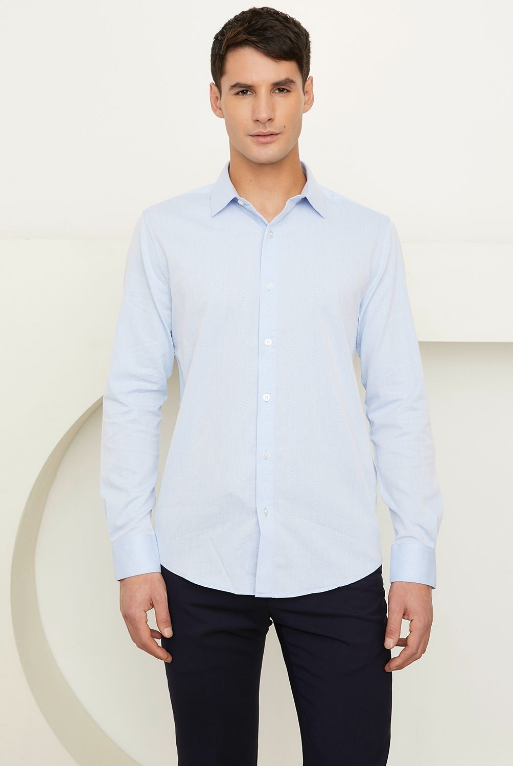 BASEMENT - Camisa de Vestir Hombre Basement Dobby Texturada Algodón