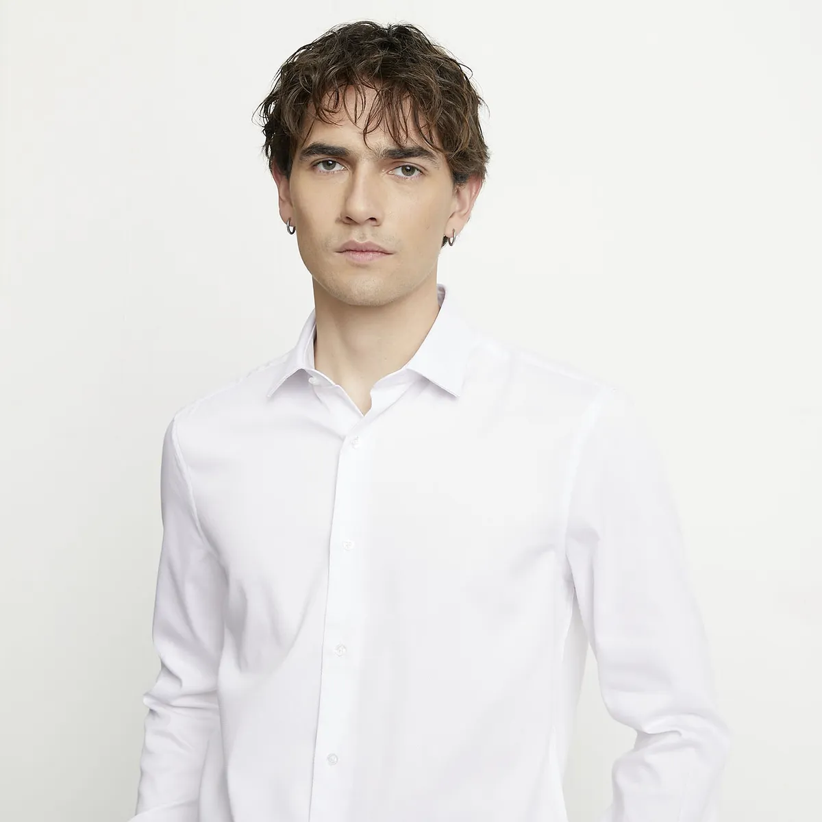 BASEMENT - Camisa De Vestir Manga Larga Algodón Hombre Basement