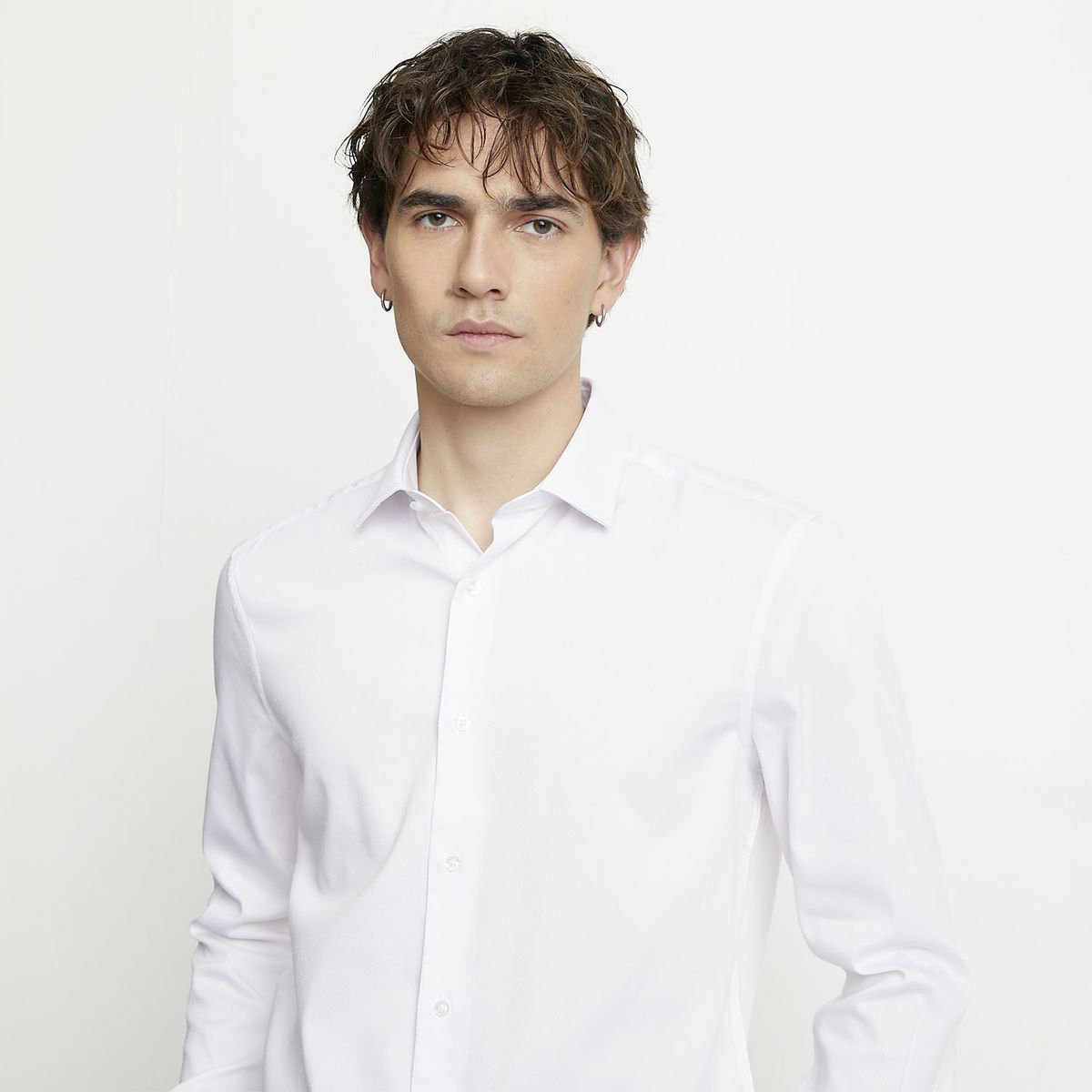 BASEMENT - Camisa De Vestir Manga Larga Algodón Hombre Basement