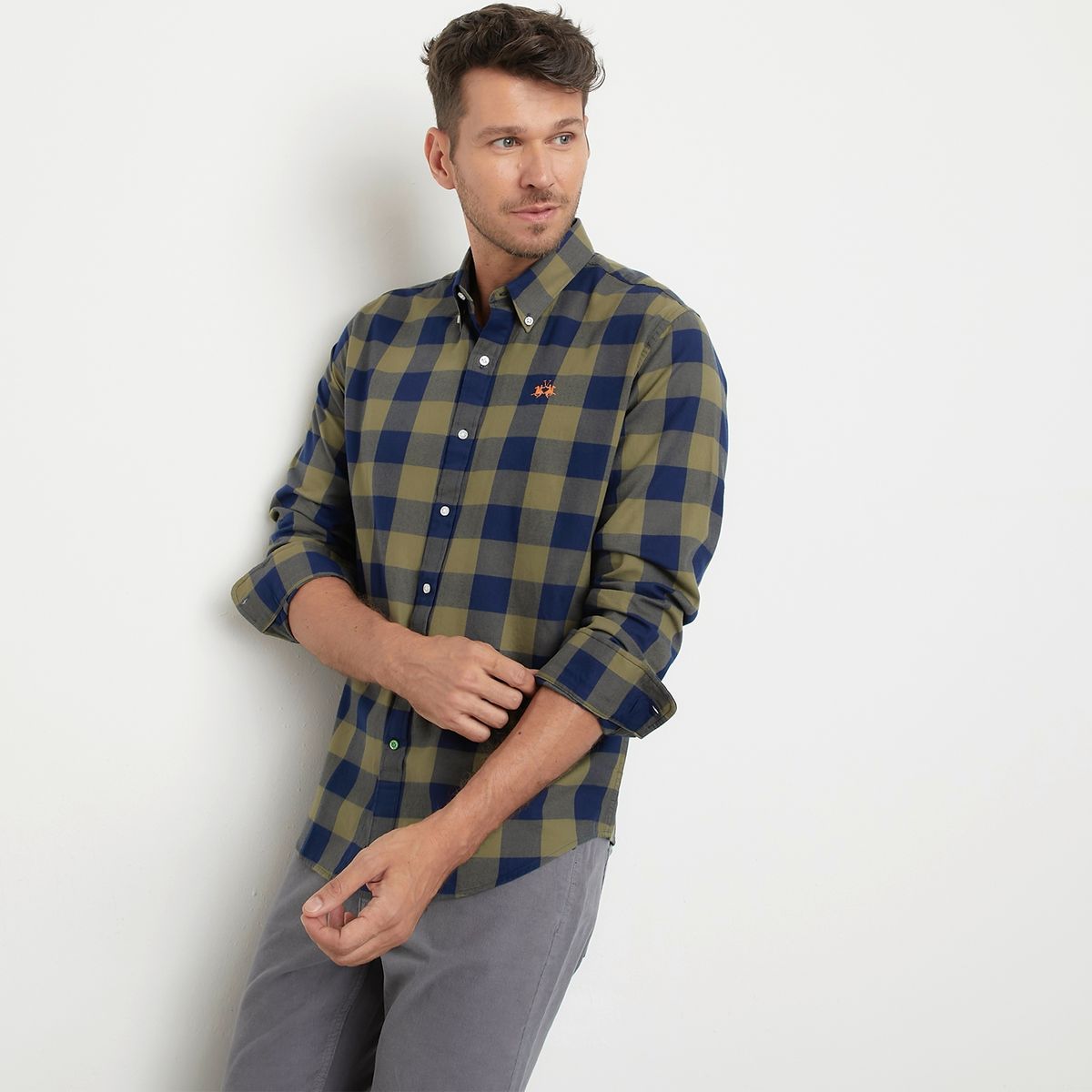 LA MARTINA - Camisa Sport Manga Larga Franela Regular Fit Hombre La Martina