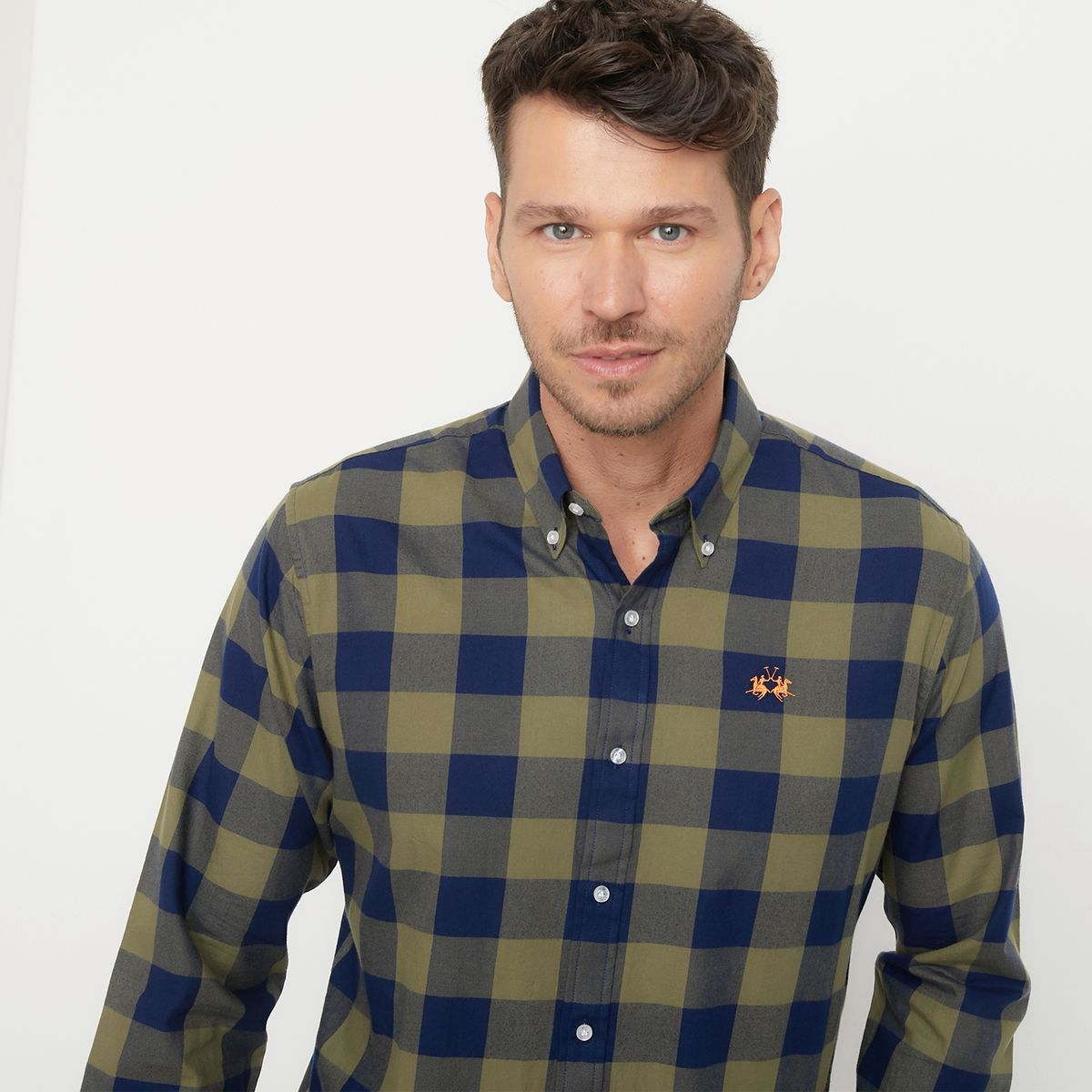 LA MARTINA - Camisa Sport Manga Larga Franela Regular Fit Hombre La Martina