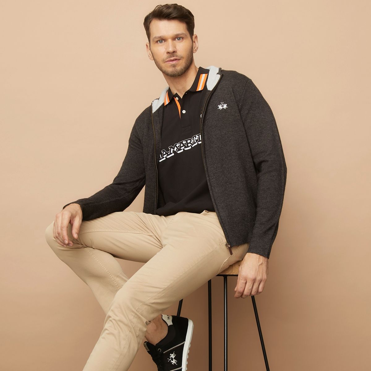 LA MARTINA - Sweater Con Cierre Lana Hombre La Martina