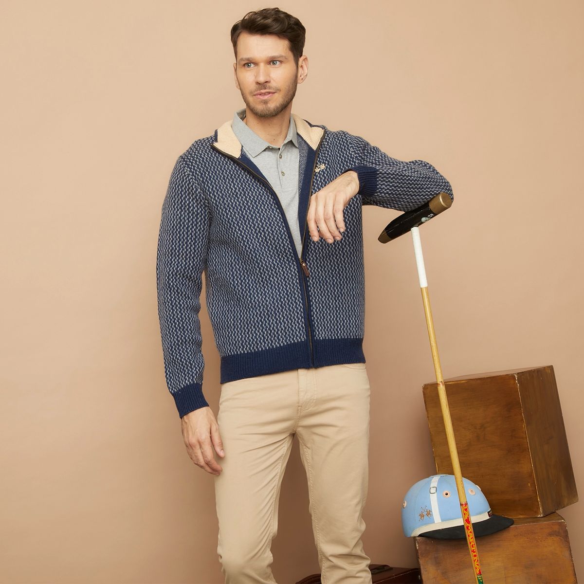 LA MARTINA - Sweater Con Cierre Lana Hombre La Martina