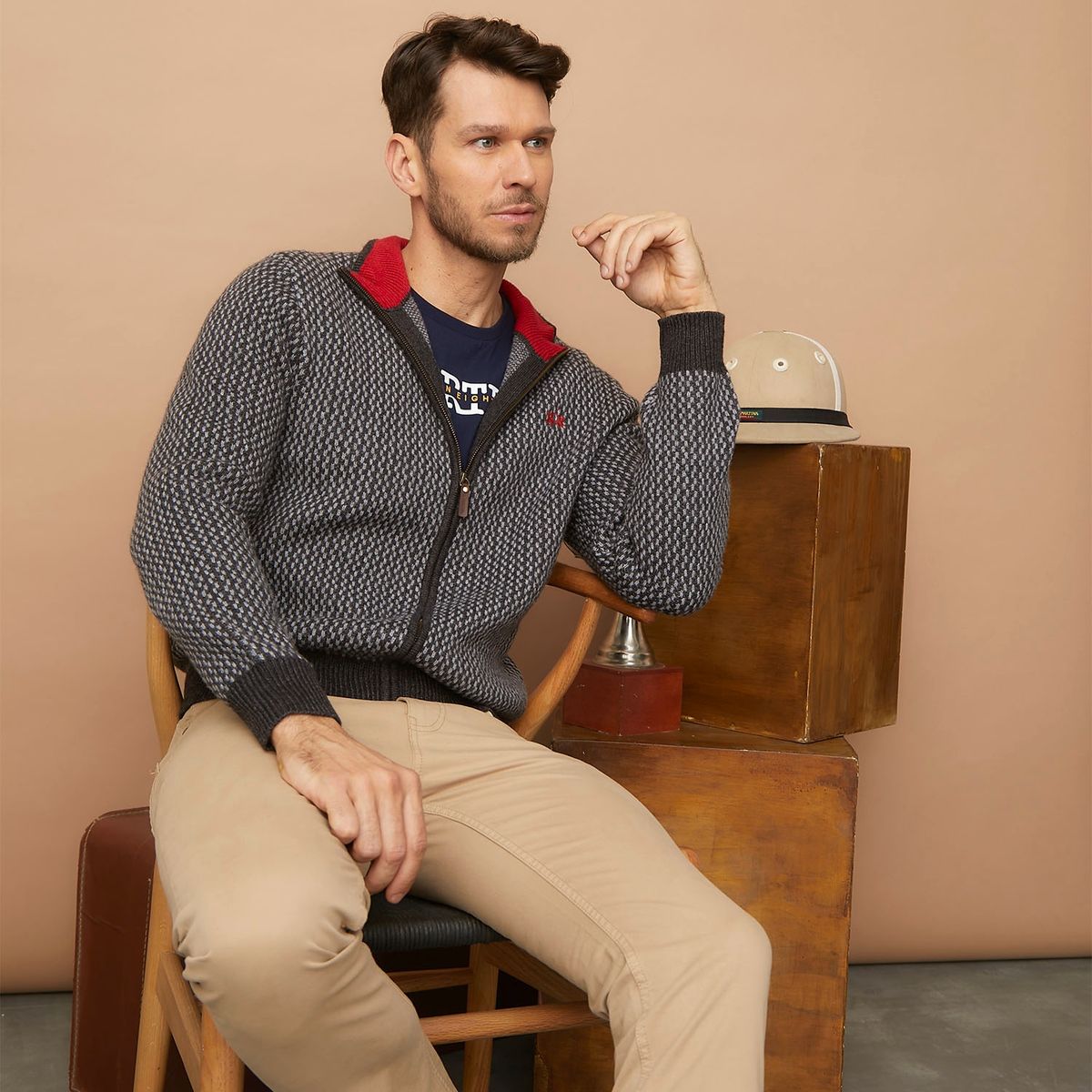 LA MARTINA - Sweater Con Cierre Lana Hombre La Martina