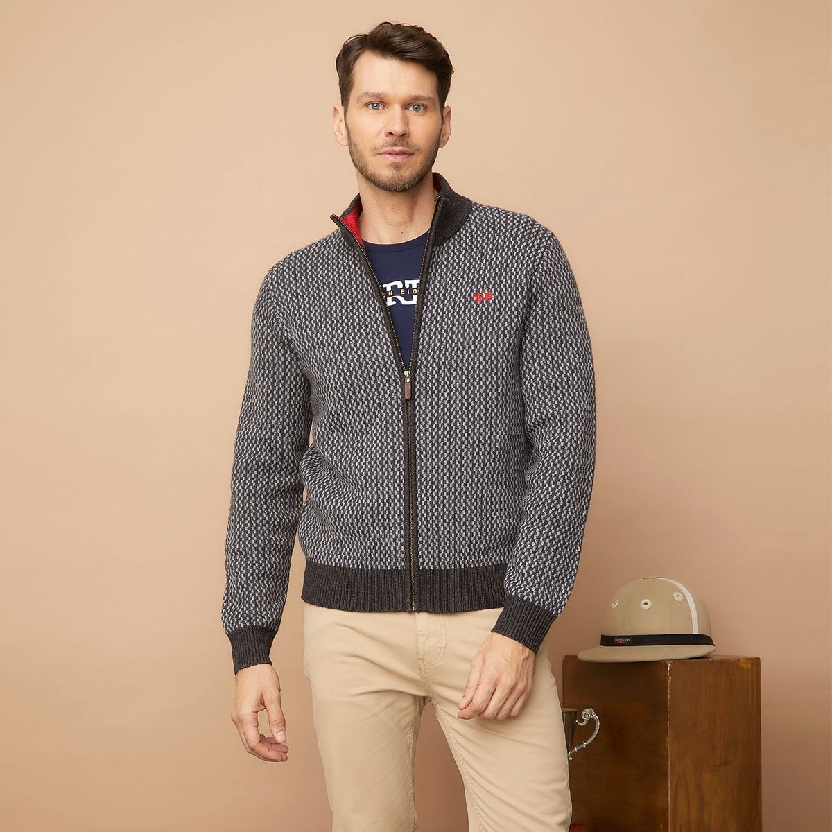 LA MARTINA - Sweater Con Cierre Lana Hombre La Martina