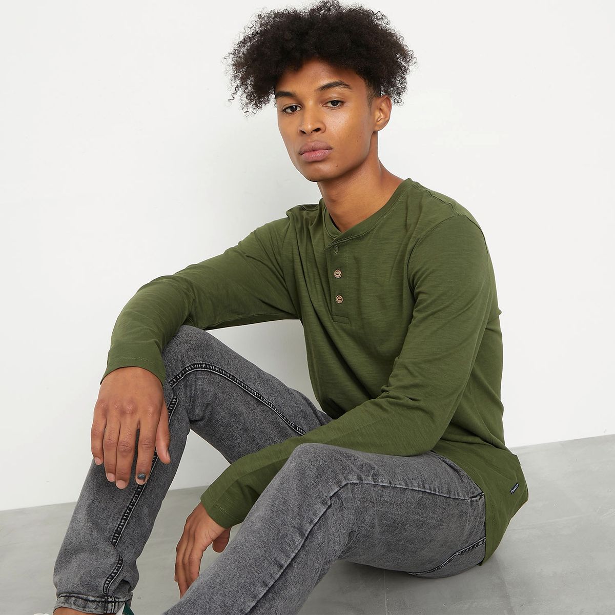 BEARCLIFF - Bearcliff Polera Manga Larga 100% Algodón Long Fit Hombre