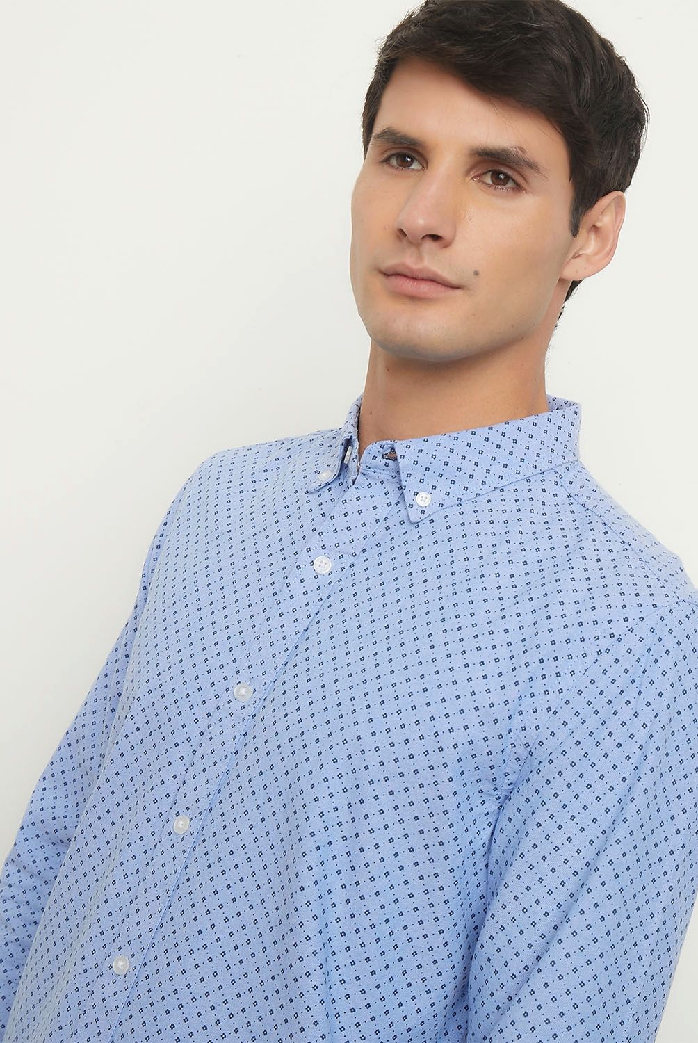 BASEMENT - Camisas Casual Manga Larga Algodón Orgánico Hombre Basement