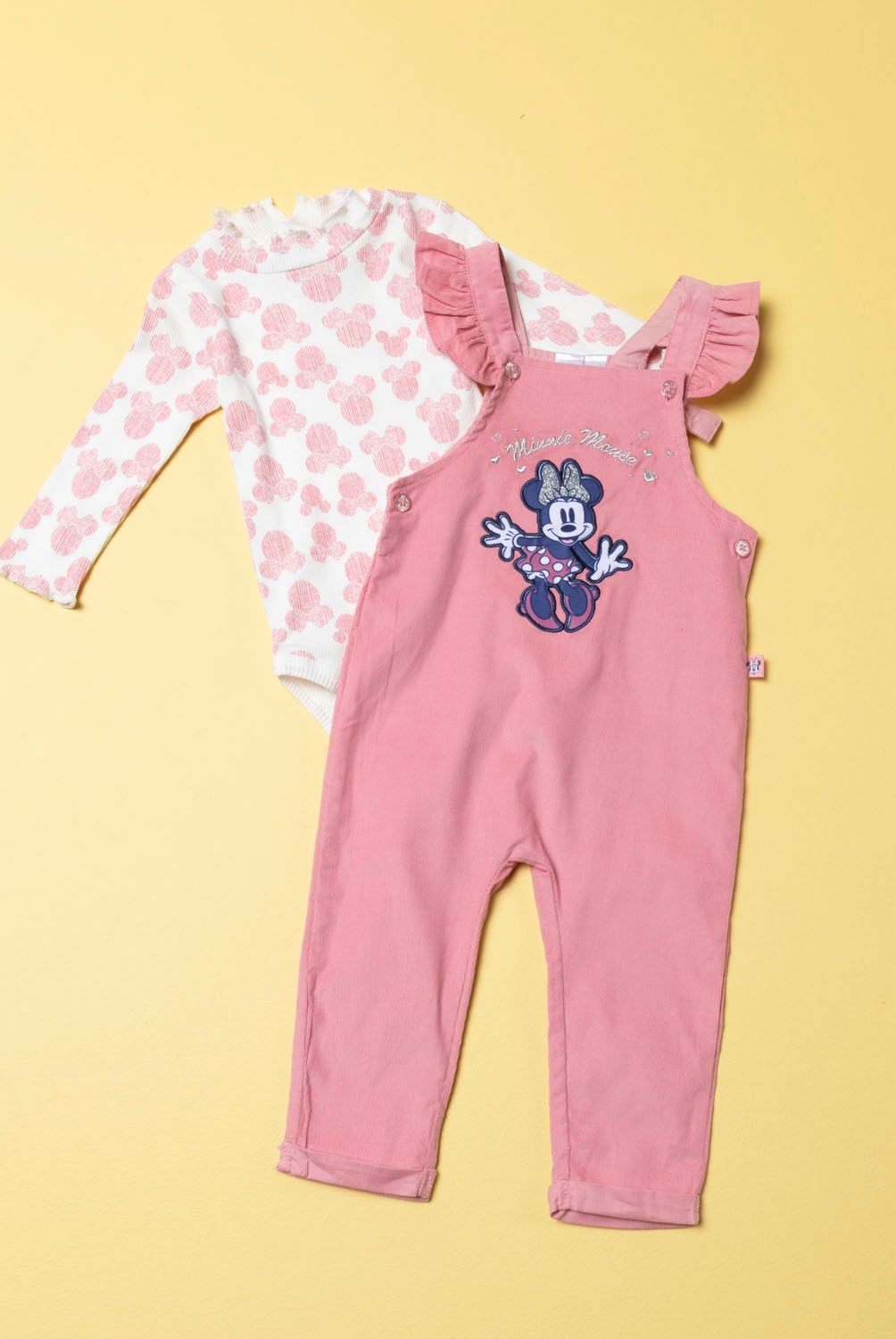 MINNIE - Minnie Conjunto Jardinera Más Body Bebé Niña 2 Piezas Algodón