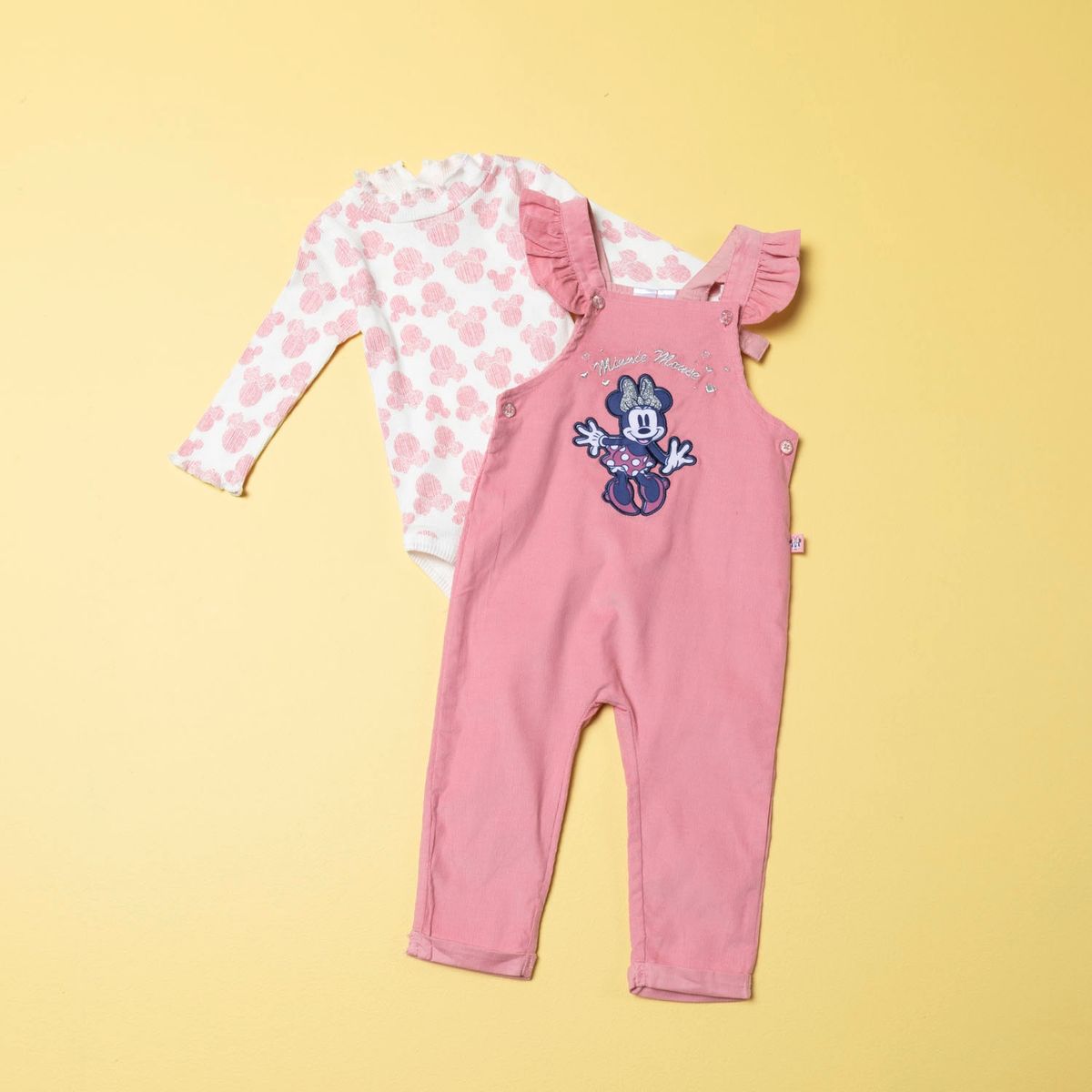 MINNIE - Minnie Conjunto Jardinera Más Body Bebé Niña 2 Piezas Algodón