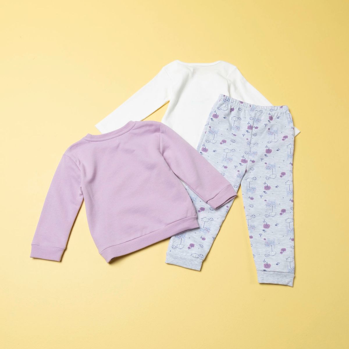 YAMP - Yamp Conjunto Polerón, Pantalón Y Body Bebé Niña 3 Piezas Algodón