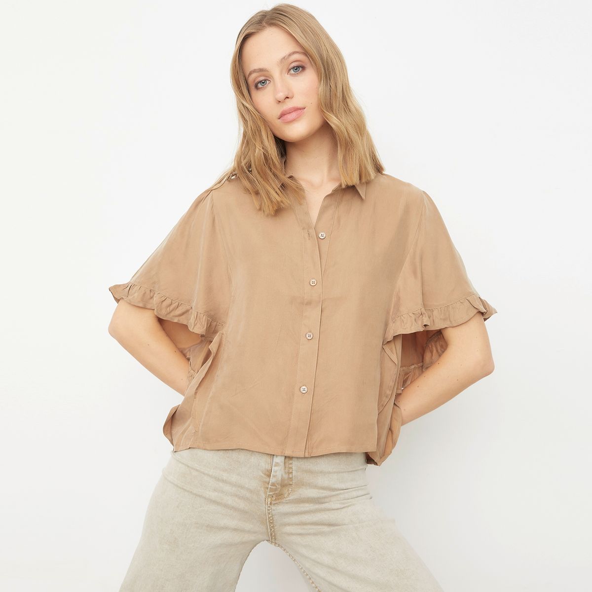 BASEMENT - Basement Blusa Lisa Manga Corta Mujer