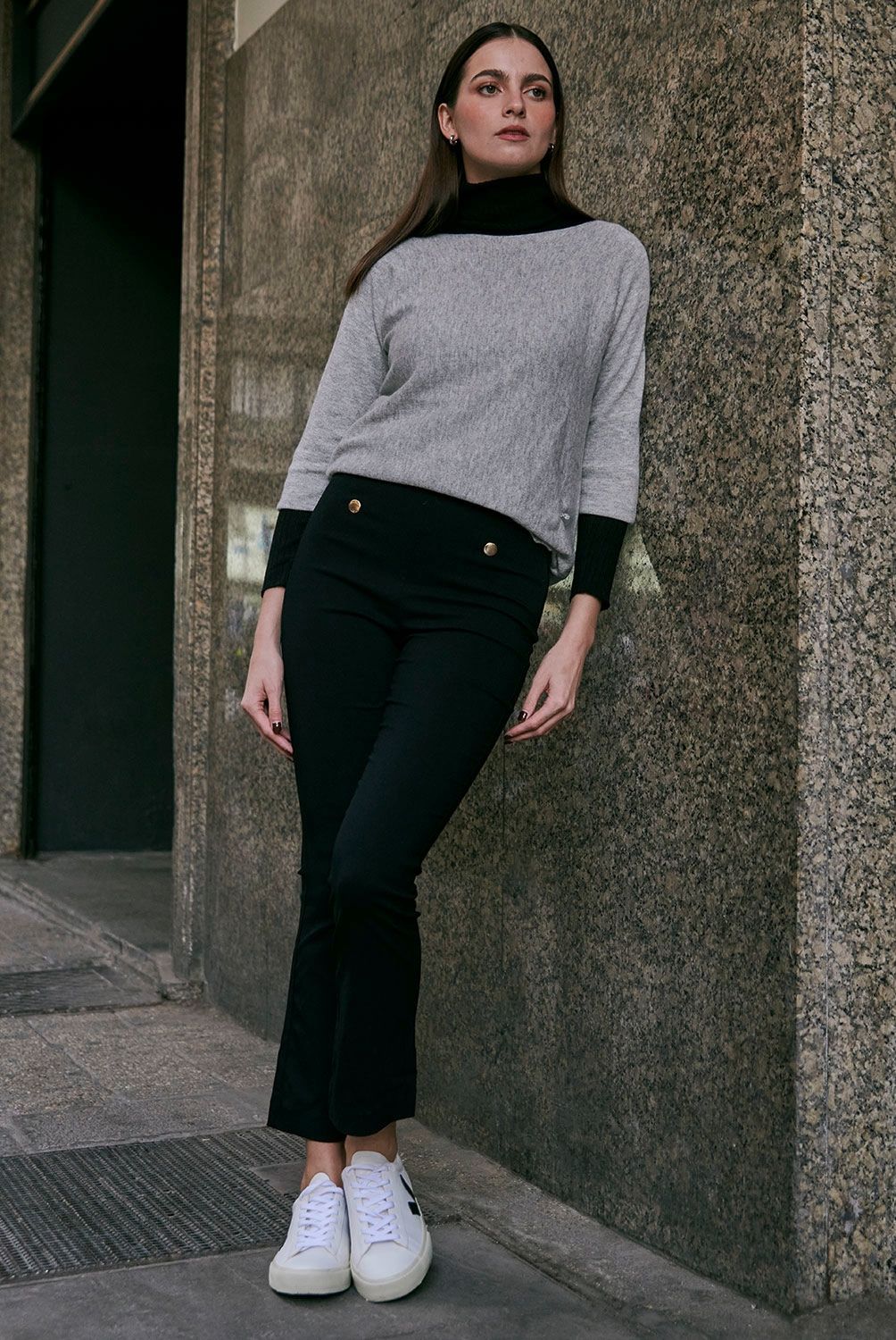 BASEMENT - Pantalón Palazzo Sastrero Tiro Alto Mujer Basement