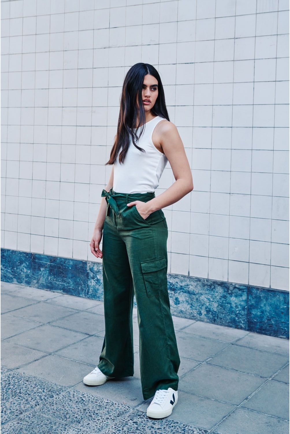 BASEMENT - Basement Pantalón Palazzo Sastrero Tiro Medio Cargo Mujer