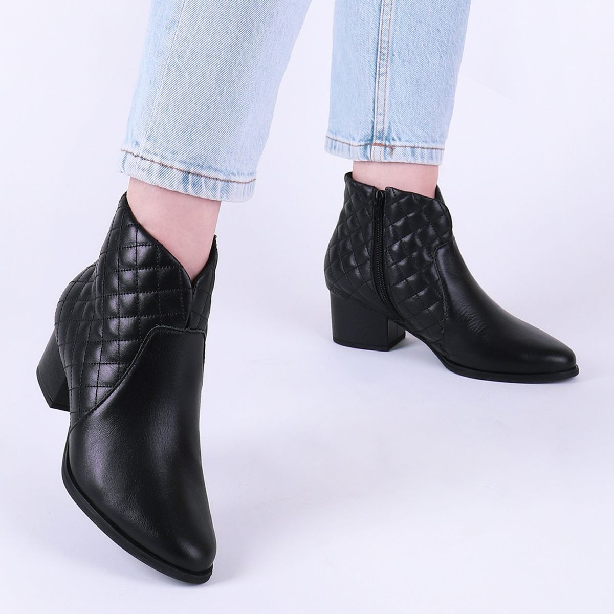 USAFLEX - Botín Mujer Cuero Negro Usaflex