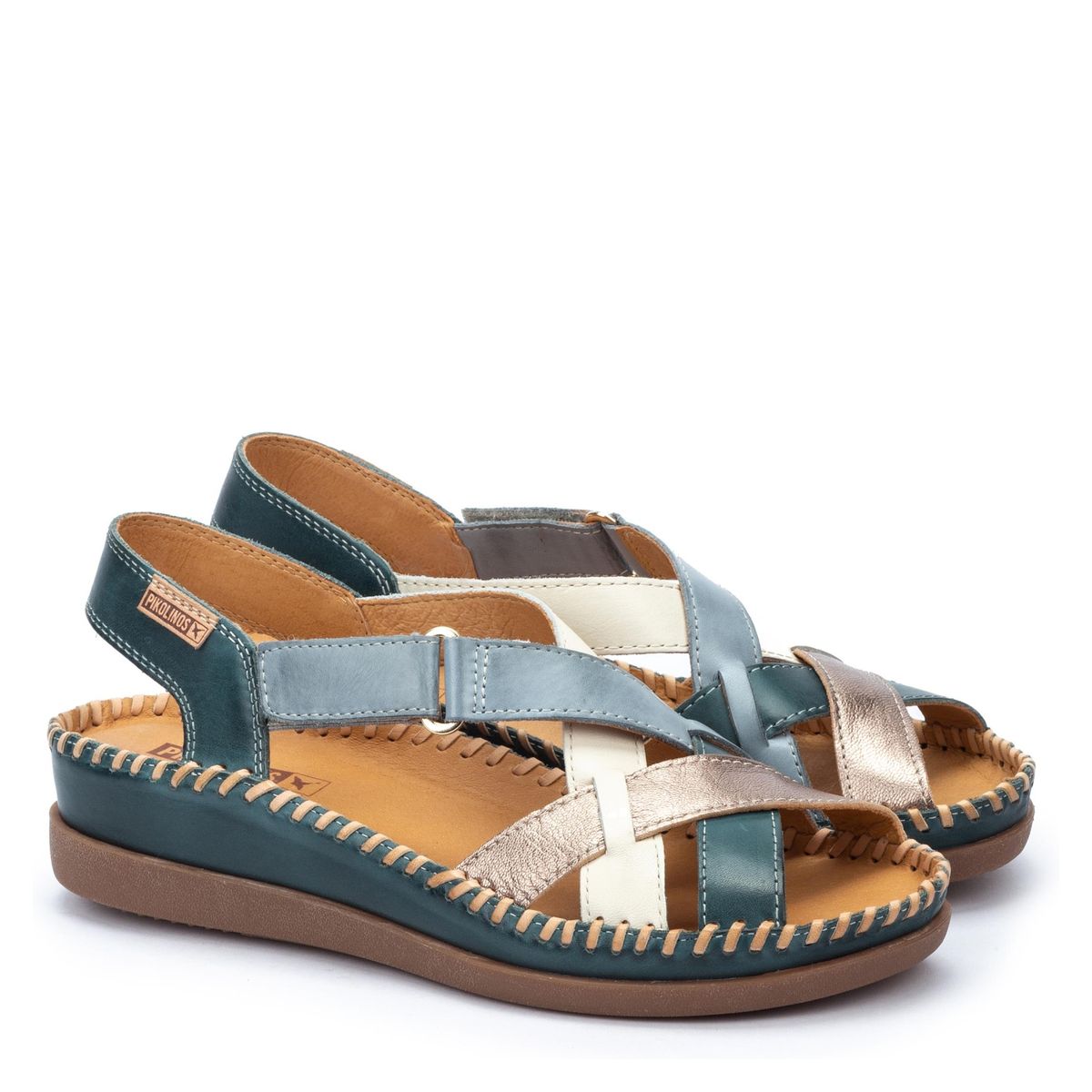 PIKOLINOS - Sandalia Casual Mujer Cuero Azul Pikolinos