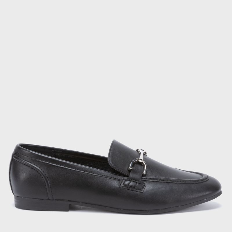 BASEMENT - Mocasín Mujer Negro con Hebilla Basement