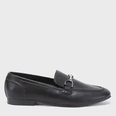 BASEMENT - Mocasín Mujer Negro con Hebilla