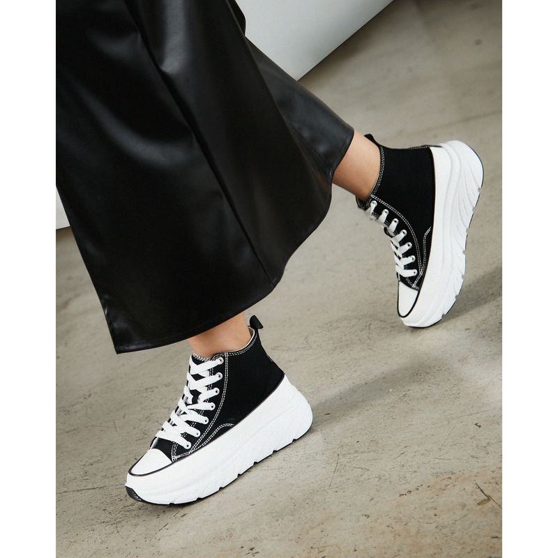 SYBILLA - Zapatilla Urbanas Mujer Sybilla Negras con Plataforma