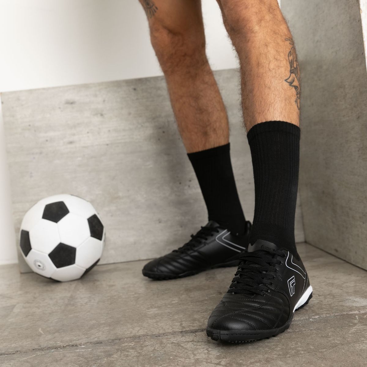 FRATTA - Zapatilla Baby Fútbol Hombre Negro Fratta