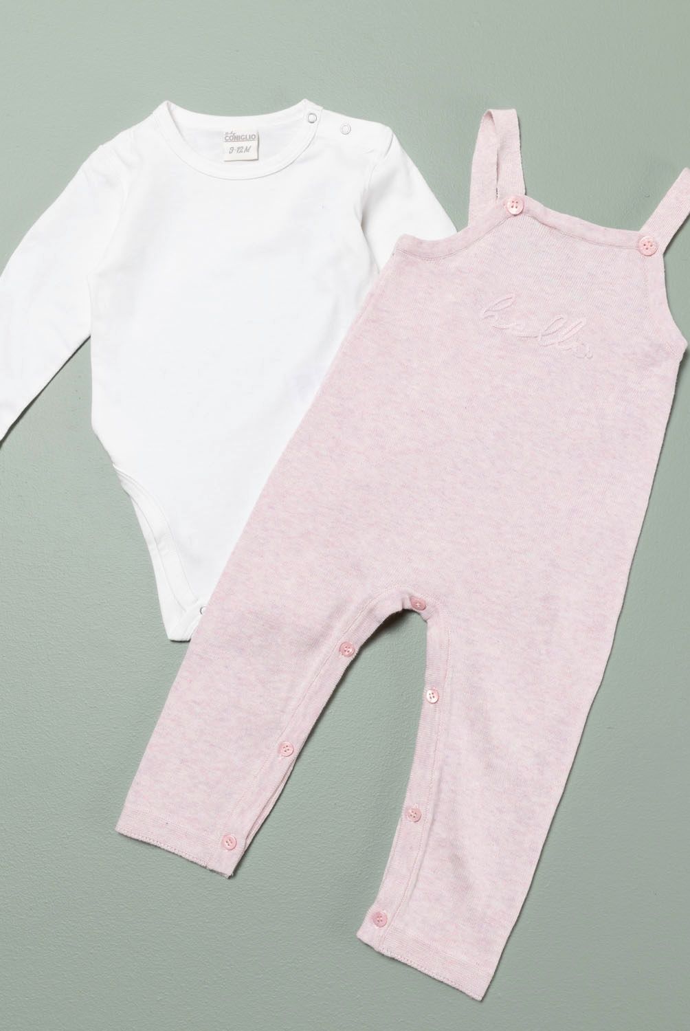 CONIGLIO - Conjunto Body + Jardinera Algodón Bebé Niña Coniglio