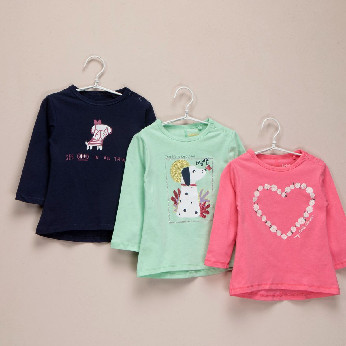 YAMP - Polera Pack de 3 Unidades Algodón Reciclado Bebé Niña Yamp