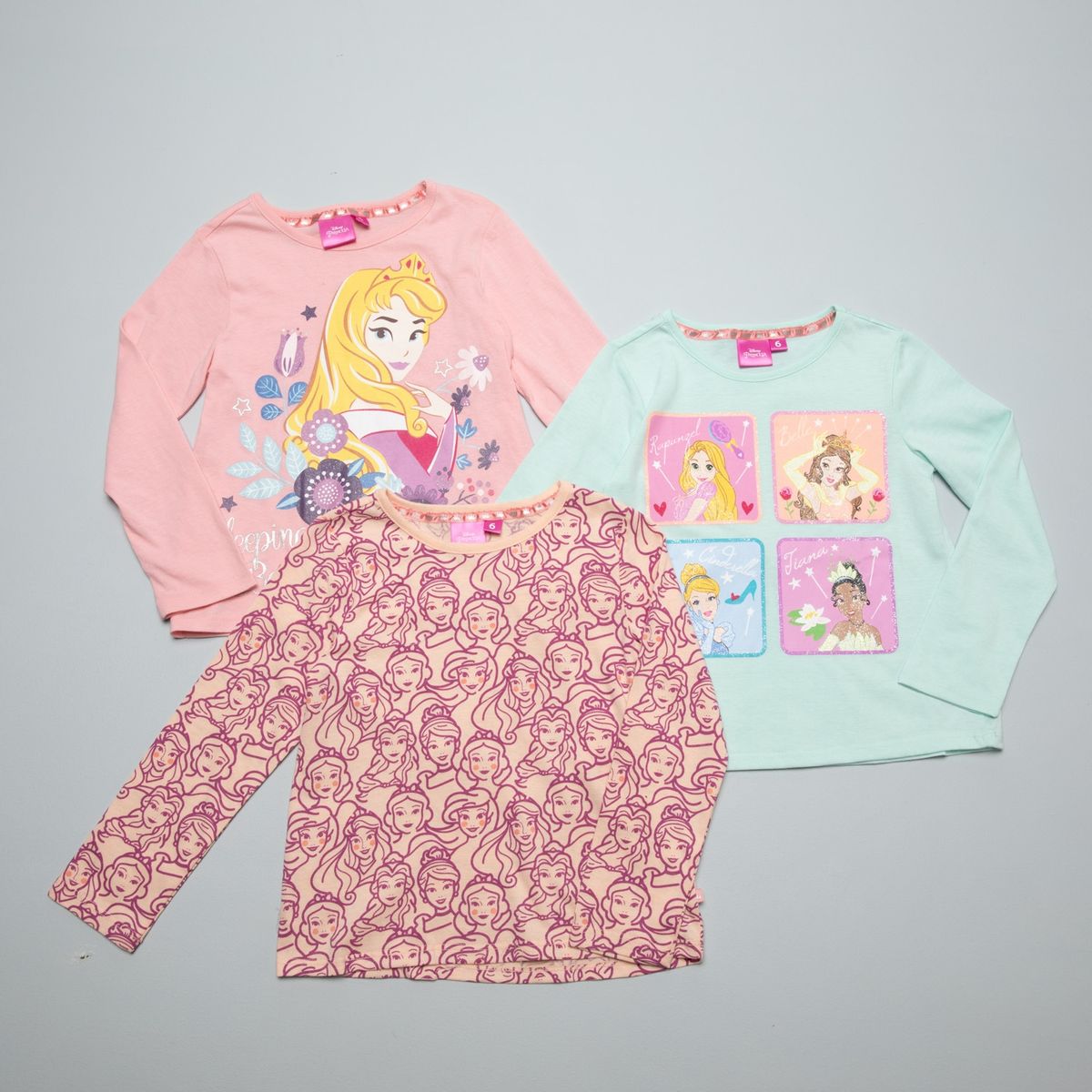 PRINCESAS - Polera Pack 3 Unidades Algodón Niña Princesas