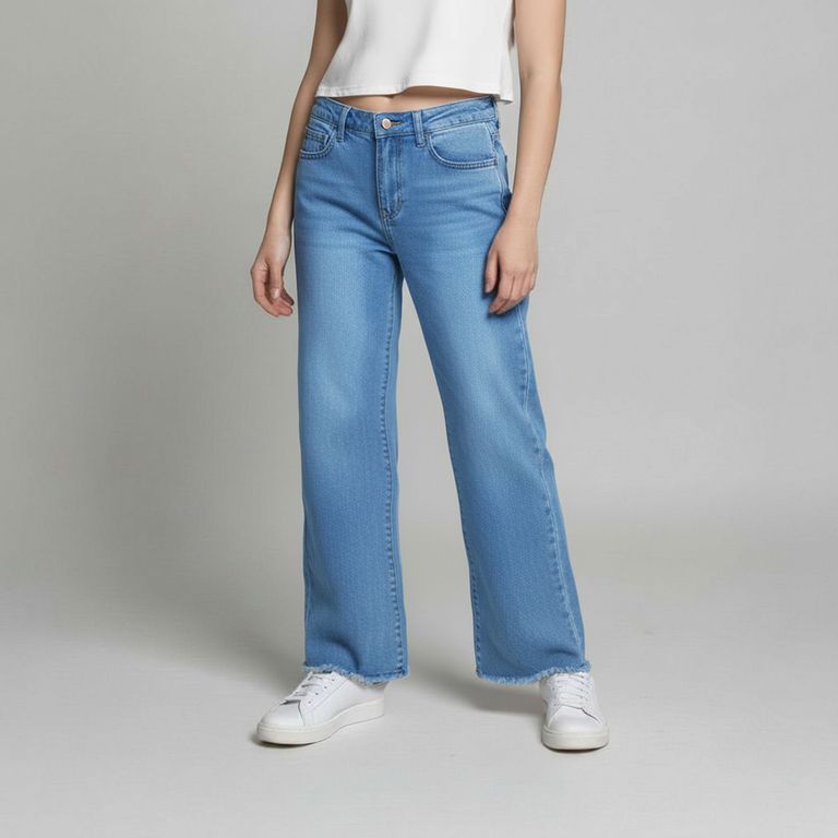 Jeans Culotte Algodón Niña Tiro Medio
