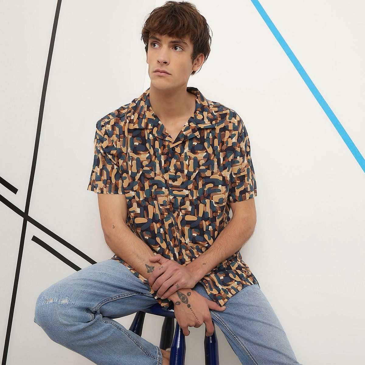 AMERICANINO - Camisa Casual Manga Corta Hombre Americanino