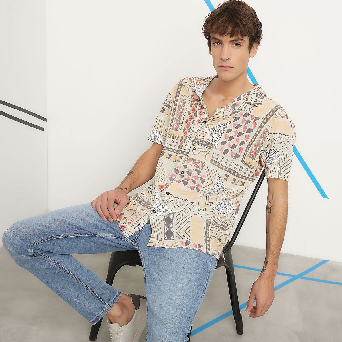 AMERICANINO - Camisa Casual Manga Corta Hombre Americanino