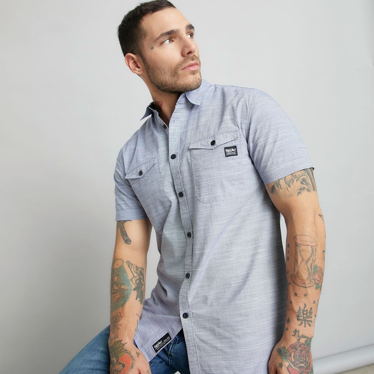 MOSSIMO - Camisa Casual Manga Corta Hombre Mossimo