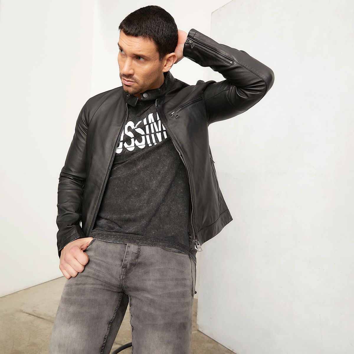 MOSSIMO - Chaqueta Cuero Hombre Mossimo