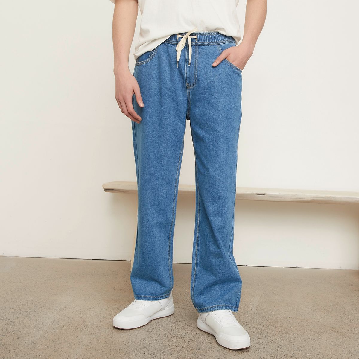 BEARCLIFF - Jeans Wide Leg Fit Algodón Hombre Bearcliff