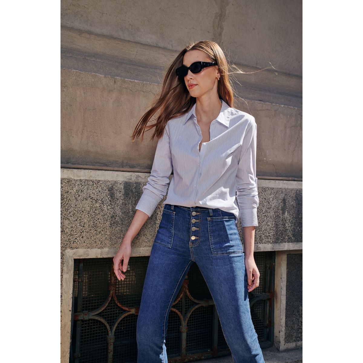 BASEMENT - Blusa Basement Manga Larga Algodón Mujer